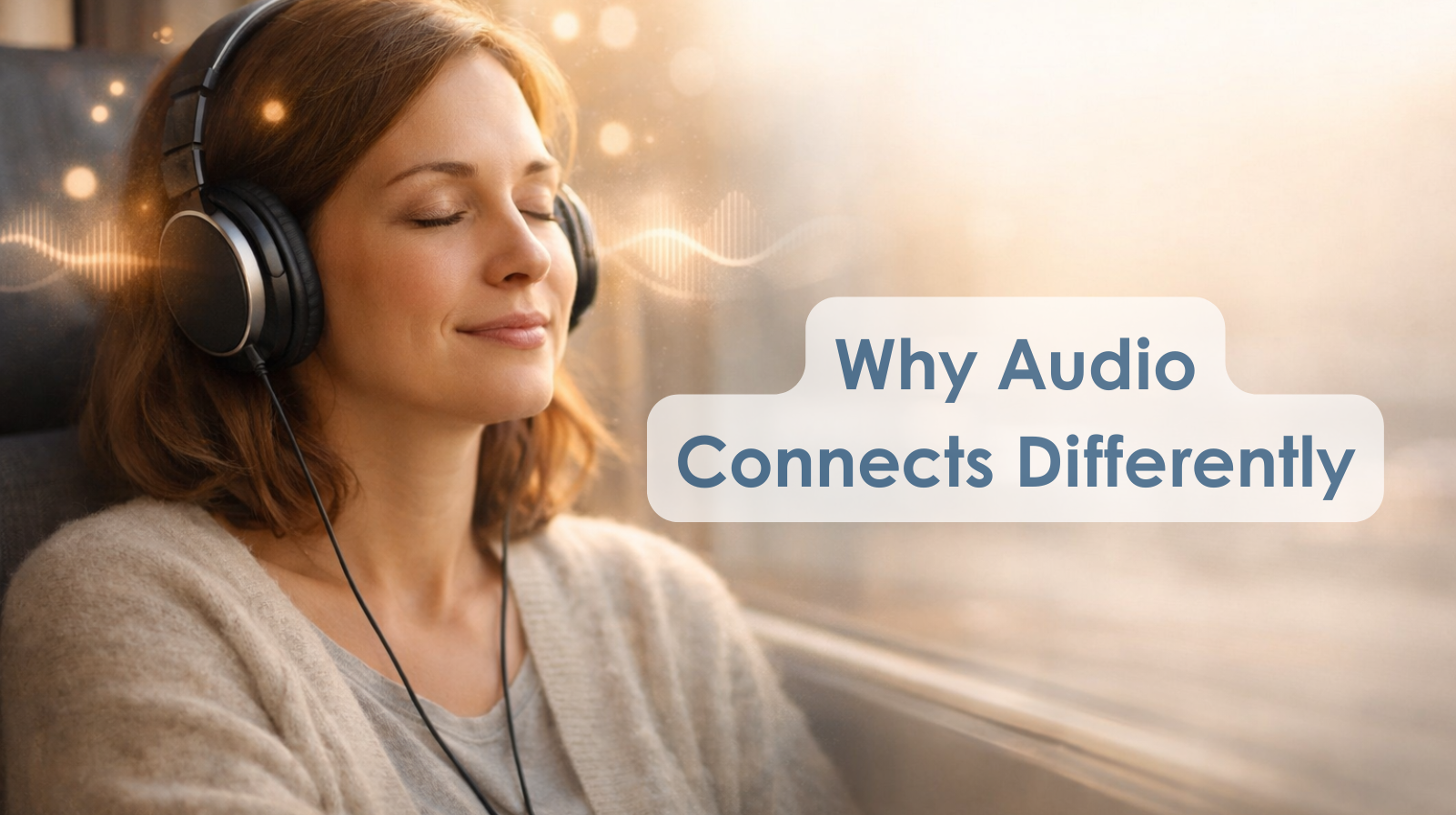 Person listening to a podcast with headphones, illustrating the psychology of audio content and why podcast listening drives higher conversions.